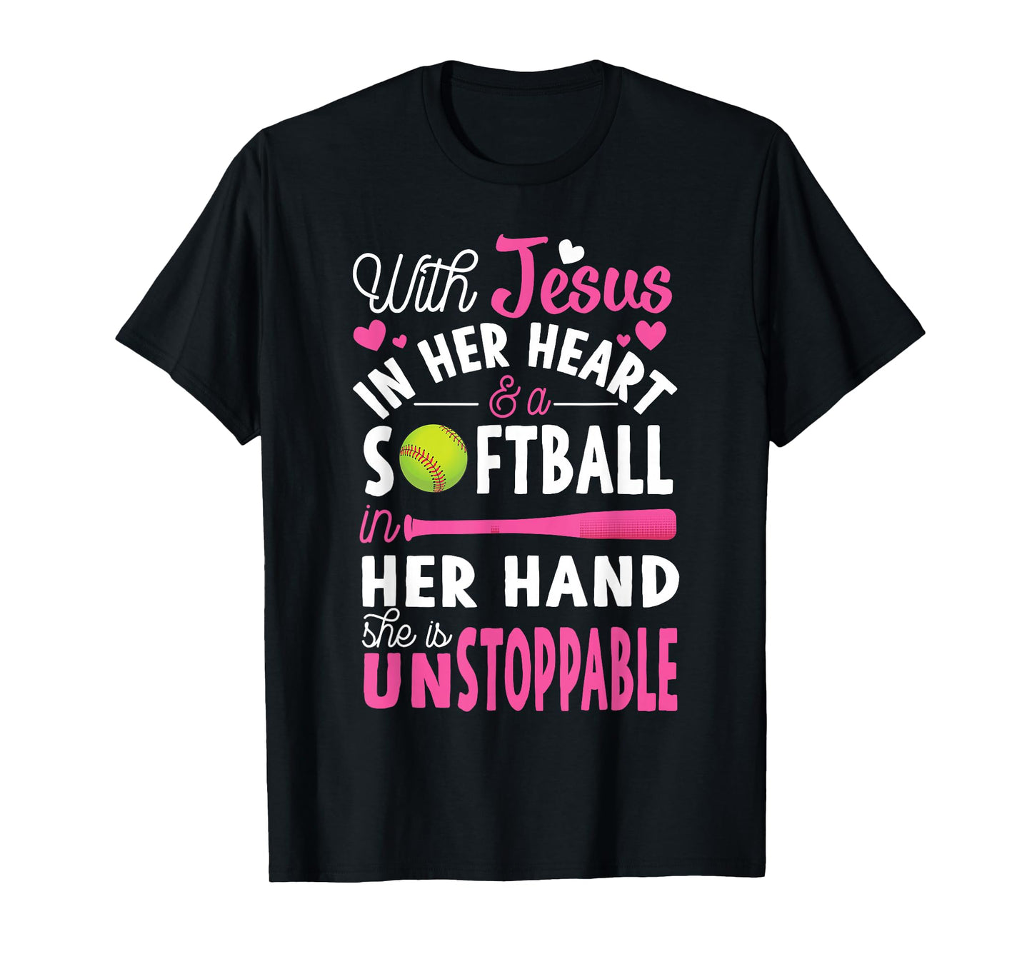 Jesus In Her Heart Softball Hand Funny Pitcher Gift For Her T-Shirt