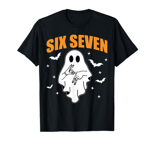 67 Meme Funny Ghost Halloween Haunted 6 7 Six Seven Teen T-Shirt