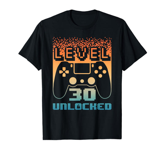 30th Birthday For Men Level 30 Unlocked Gamer 30 Year Old T-Shirt