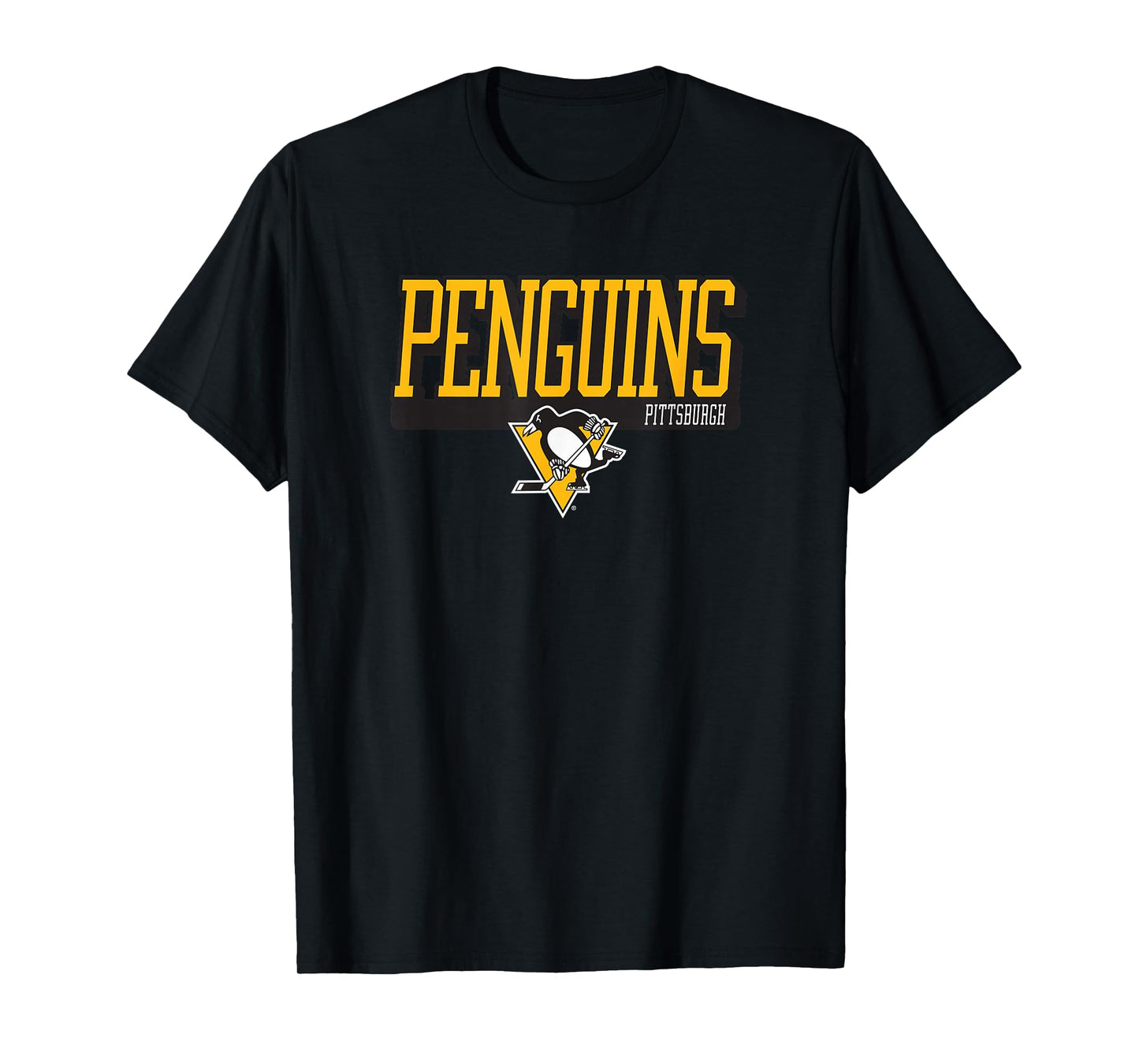 Pittsburgh Penguins Faceoff T-Shirt, NHL Officially Licensed, Grey, Unisex-Adults, Short Sleeve, Modern, Cotton Blend, Crew Neck, Small