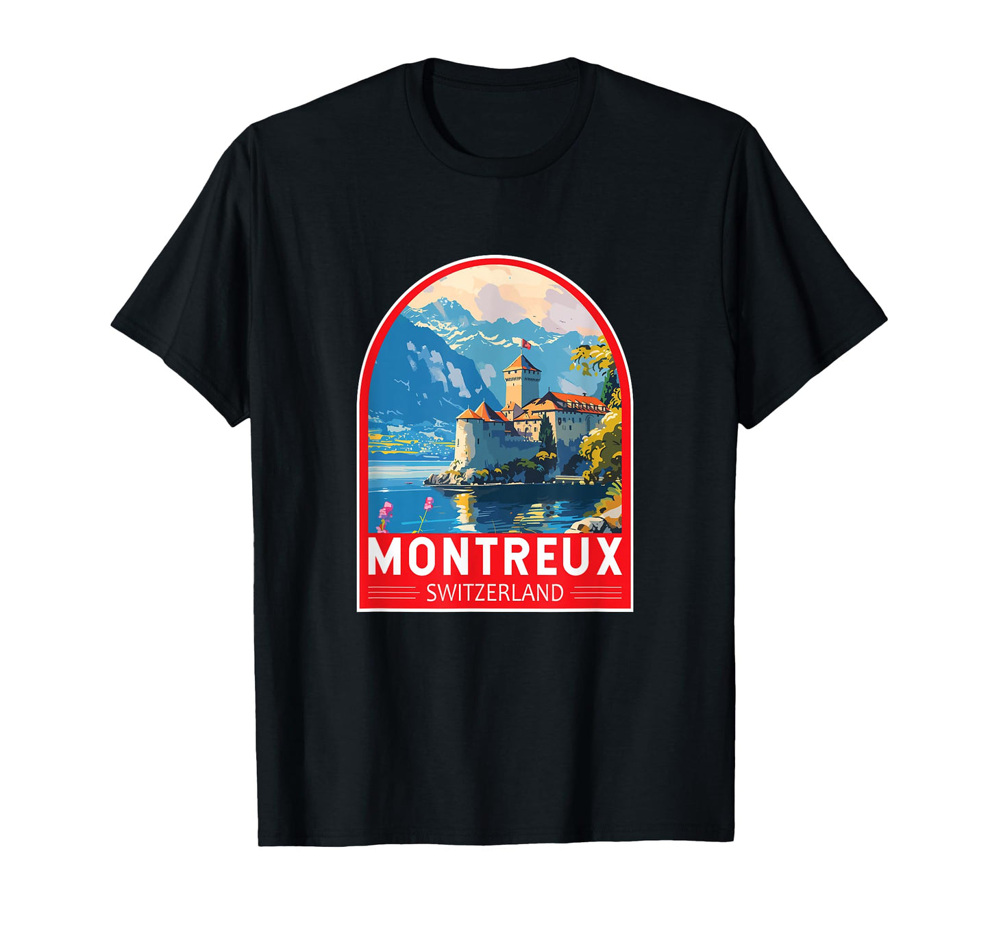 Montreux Switzerland Travel Art Emblem Vintage T-Shirt