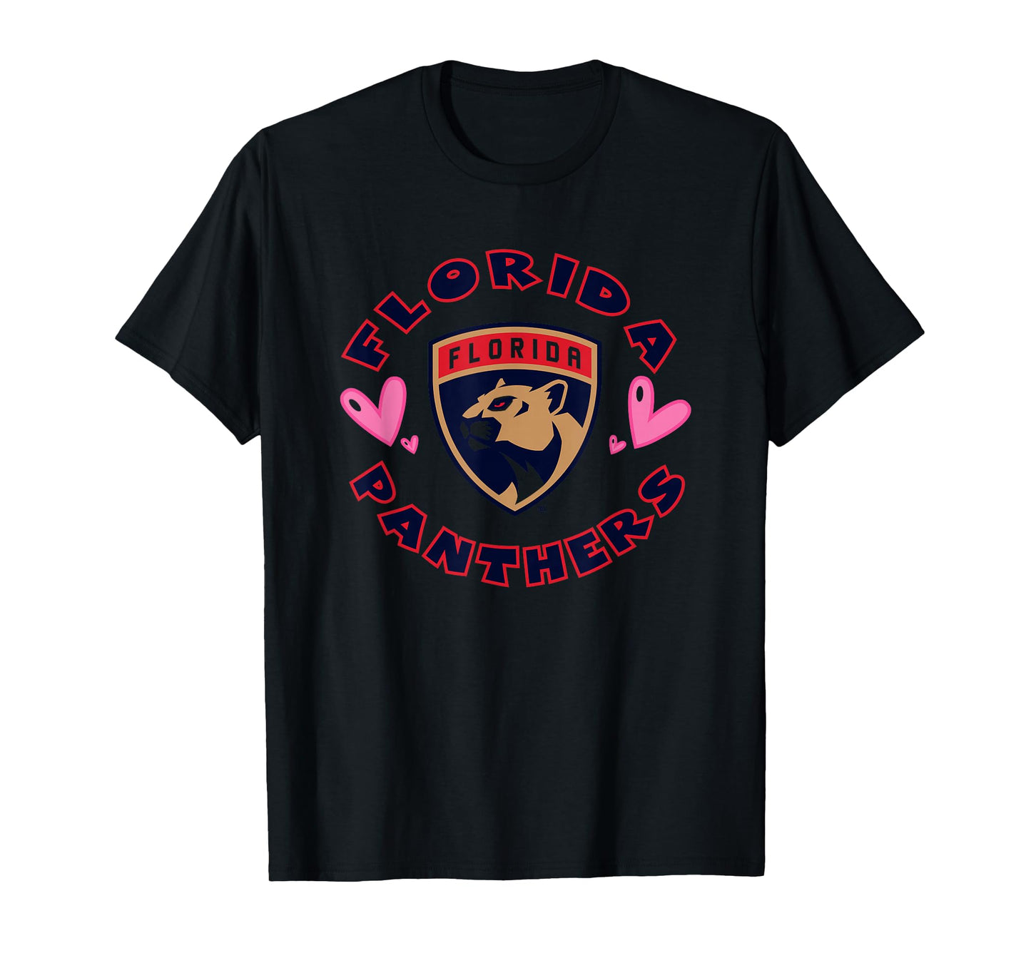 Florida Panthers Valentine Hearts NHL Officially Licensed T-Shirt