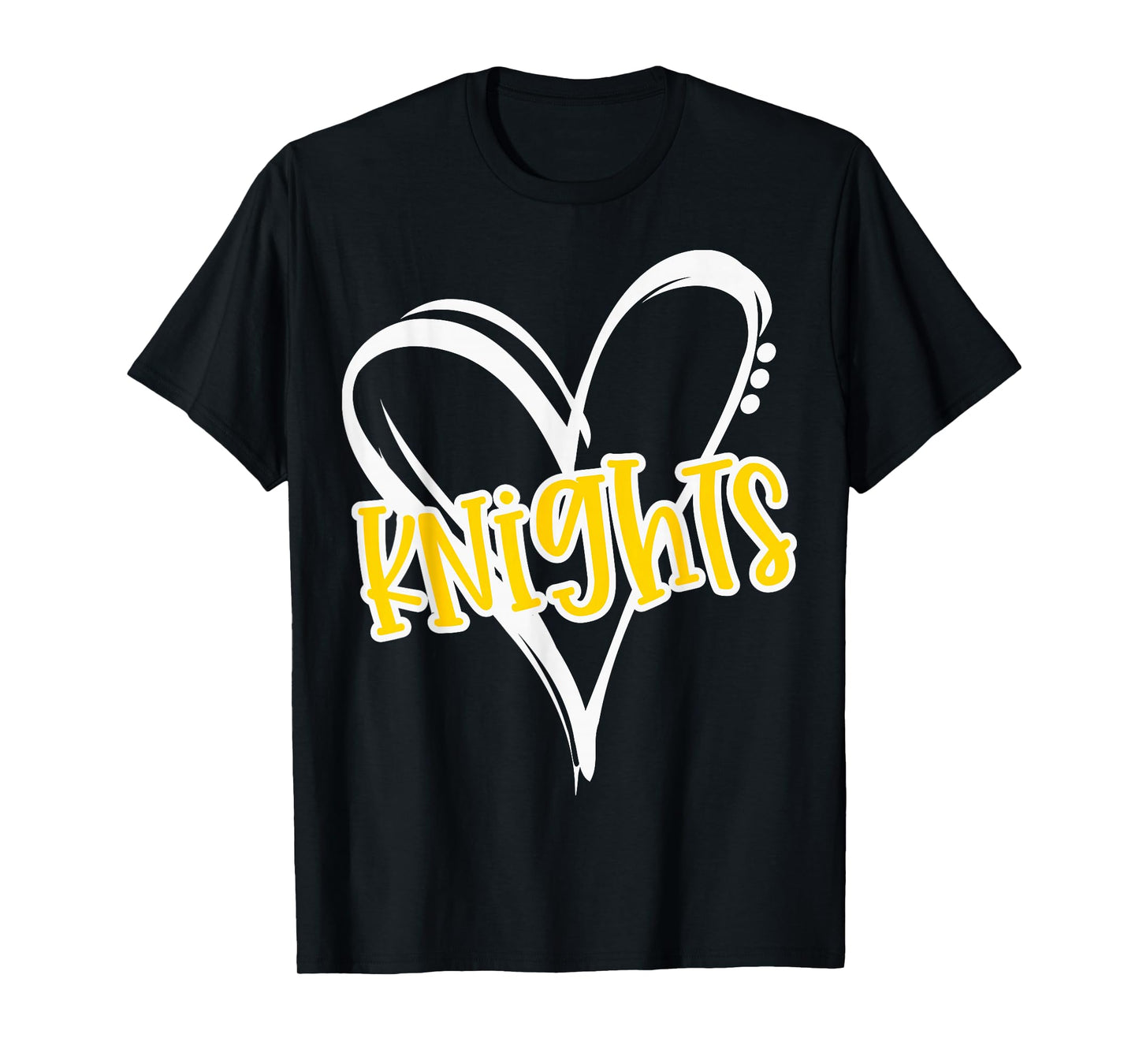 Knights Heart Yellow Lettering Retro Trendy Game Day Spirit T-Shirt