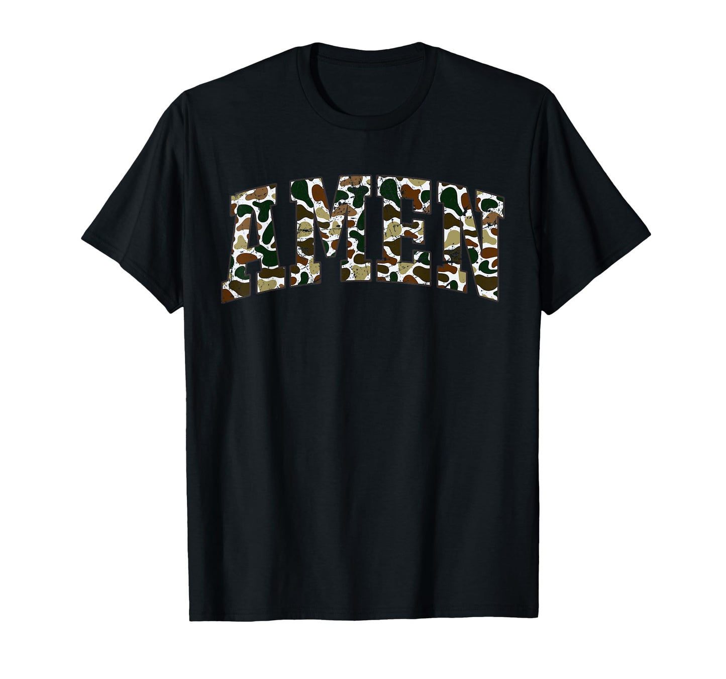 Retro Camo Amen Camouflage Religious Faith Jesus Christian T-Shirt