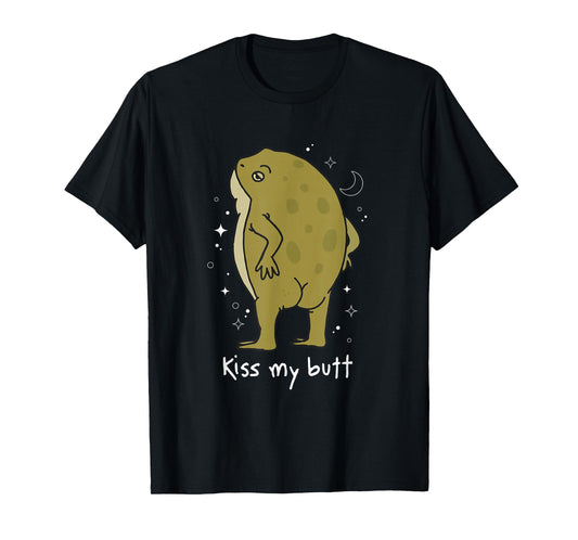 Cottagecore Frog Art Kiss My Butt Funny Frog Lovers Adult T-Shirt
