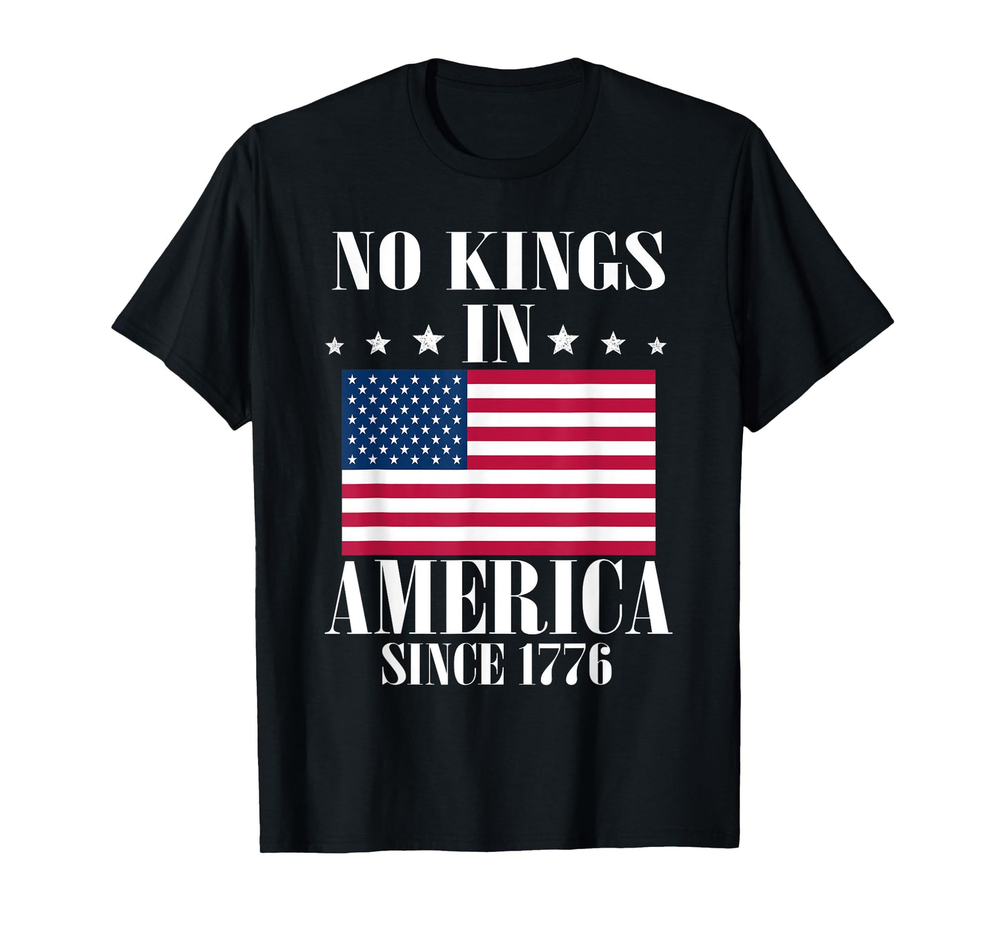 No Kings In America Since 1776 Retro American Flag Patriotic T-Shirt
