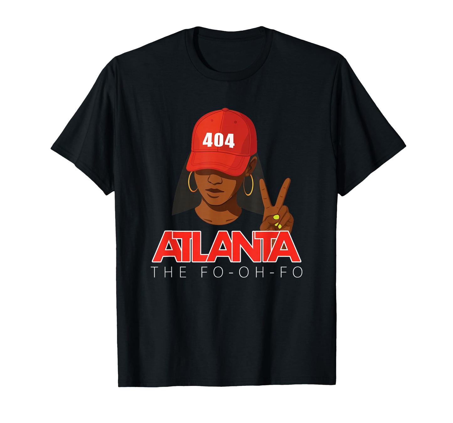 404 Atlanta Fo-Oh-Fo Red Hat Black Woman ATL T-Shirt