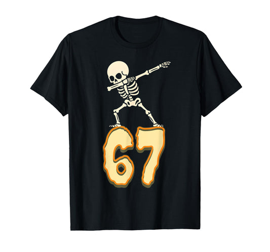 67 Halloween Meme 6 7 Numbers Six Seven Funny Kids Skeleton T-Shirt