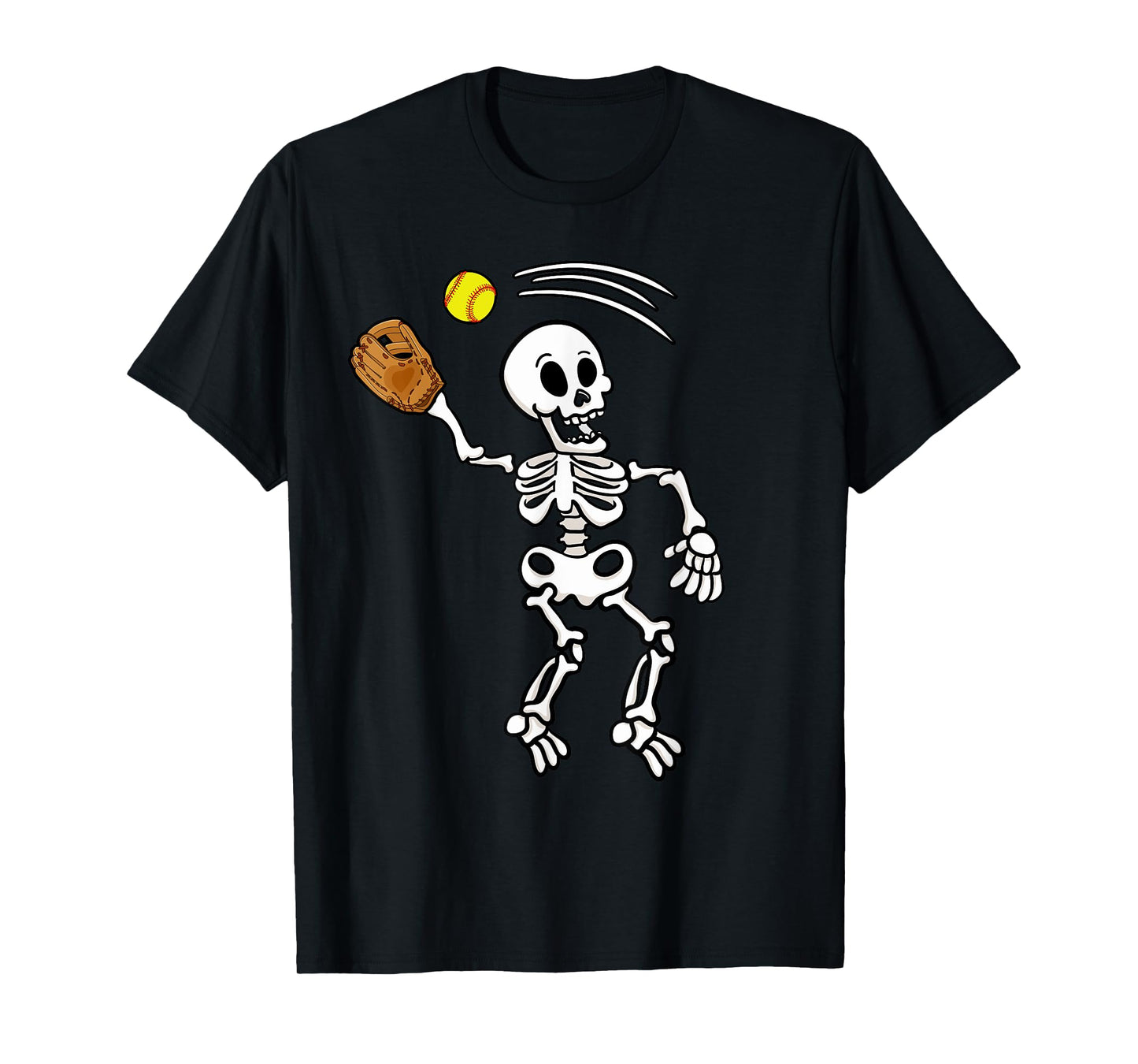 Softball Catcher Halloween Skeleton Costume Party T-Shirt