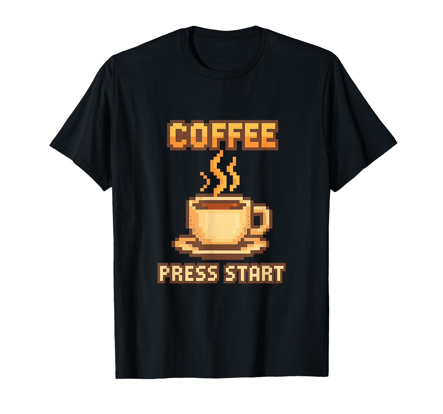 Coffee Press Start – Retro Gaming 8-Bit Pixel Art Design T-Shirt