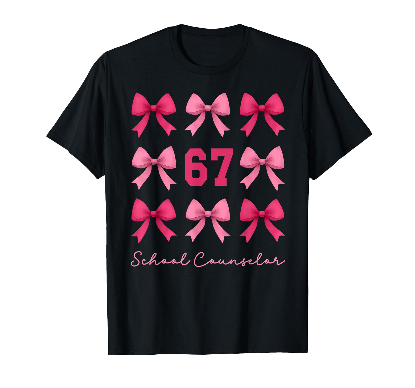 67 School Counselor Meme Coquette Bows Funny Six Seven T-Shirt