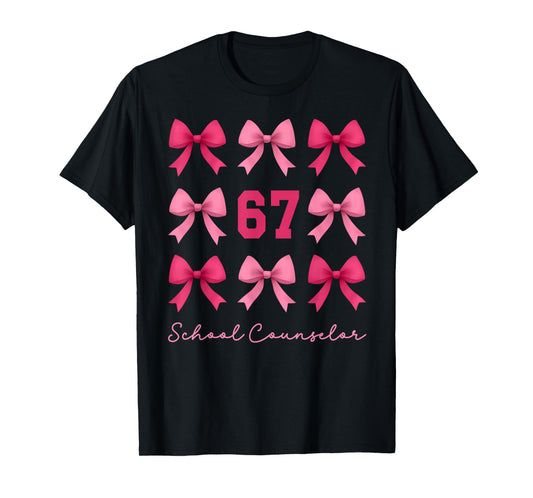 67 School Counselor Meme Coquette Bows Funny Six Seven T-Shirt