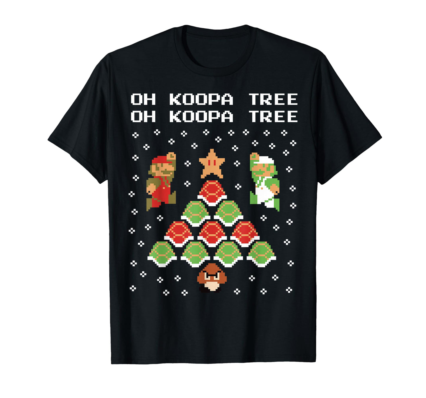 Super Mario Koopa Tree Goomba Christmas Graphic Short Sleeve T-Shirt