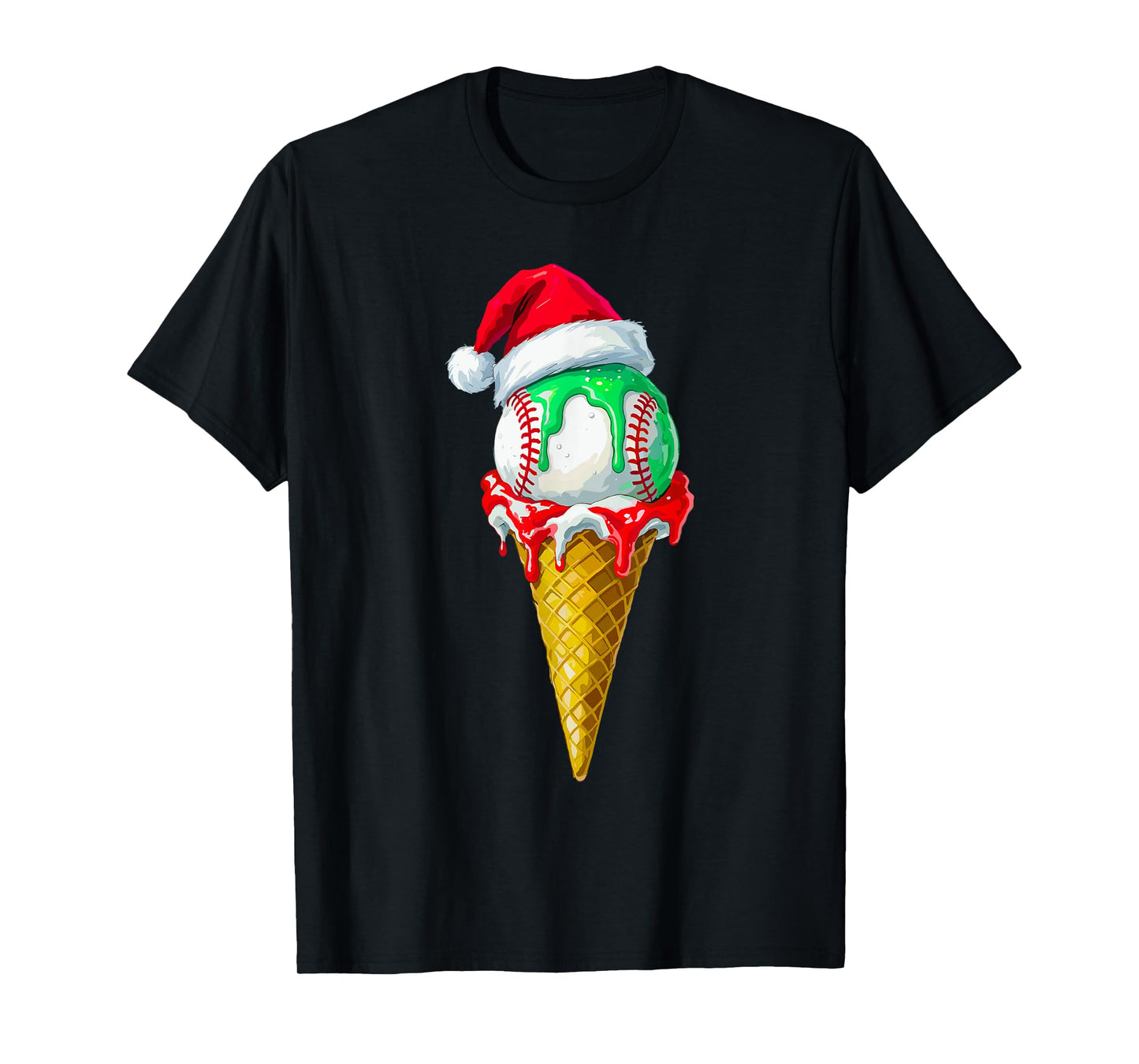 Ice Cream Drip Baseball Christmas Baseball Drip for Boys T-Shirt