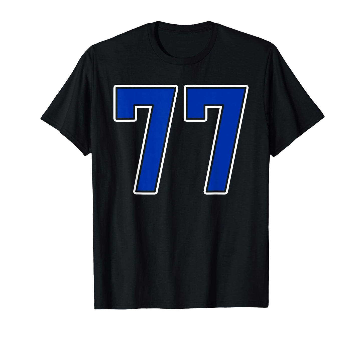 Royal Blue White Number 77 Jersey Player Uniform #77 T-Shirt