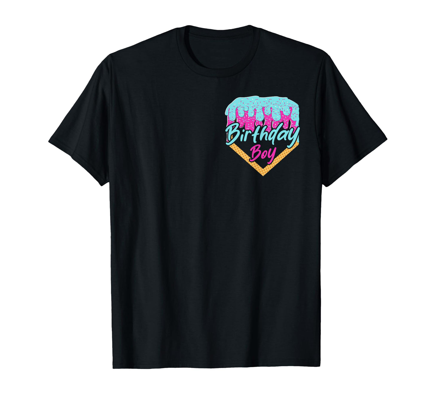 Baseball 7 Year Old Ice Cream Drip 7th Birthday Boy Number 7 T-Shirt