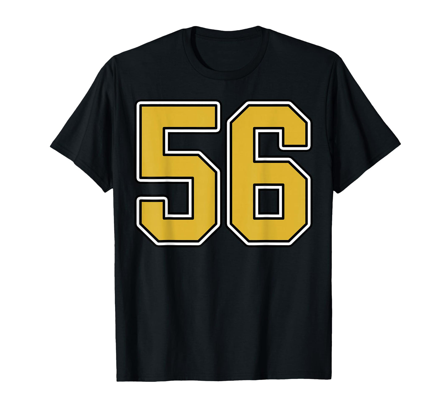 Old Gold Black White Sports Number 56 Jersey Uniform Player T-Shirt