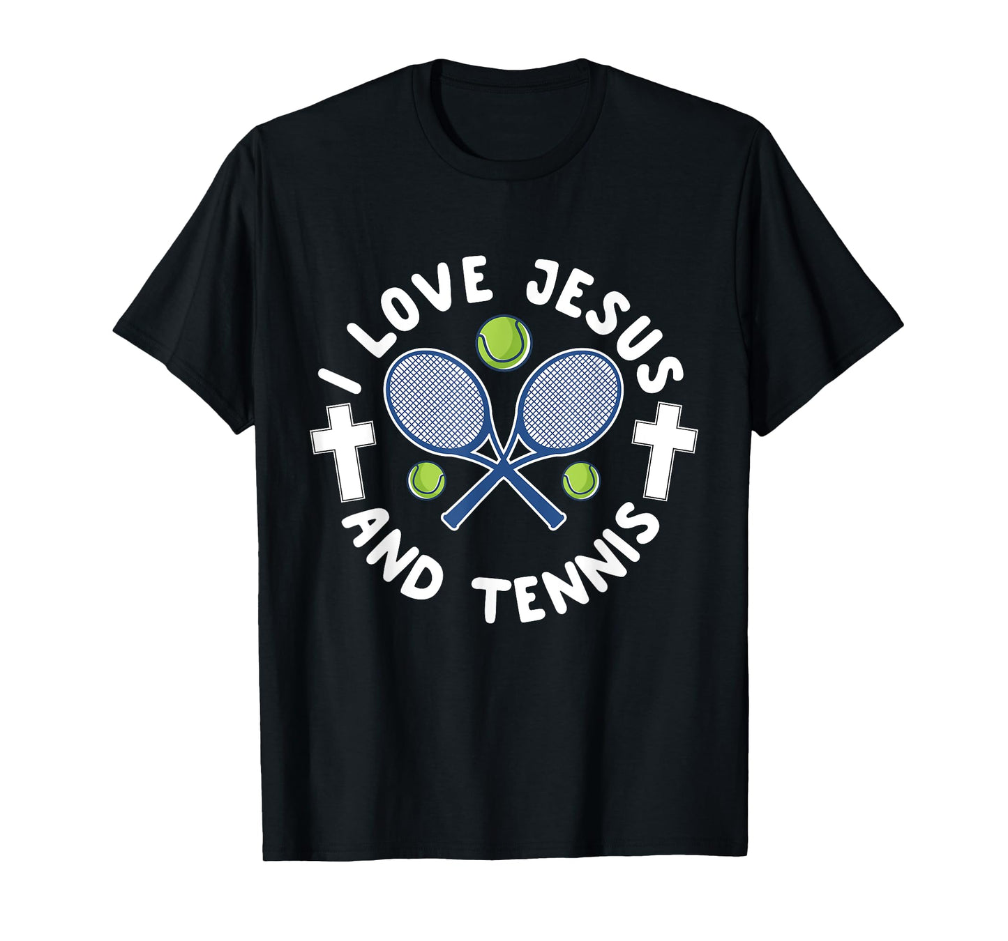 I Love Jesus And Tennis Cool Christian Sports Gift T-Shirt