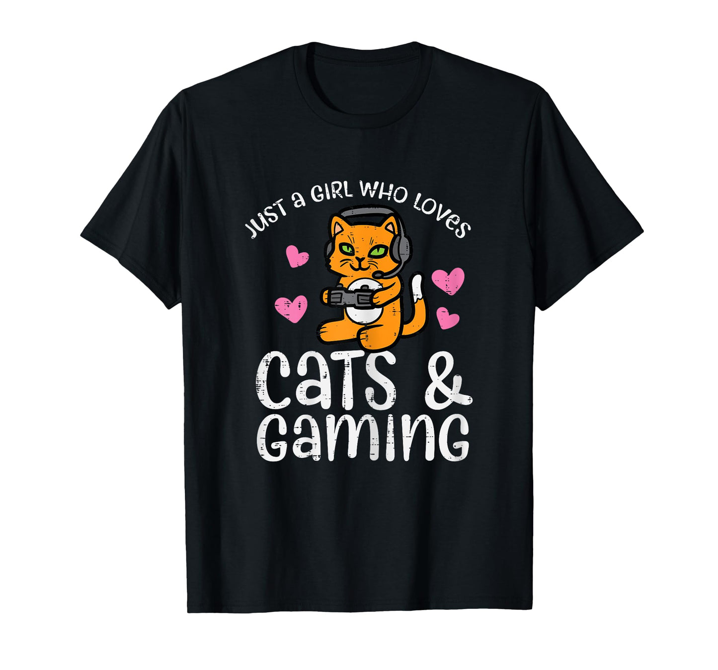 Just Girl Who Loves Cats Gaming Cute Gamer Women Girls Kids T-Shirt