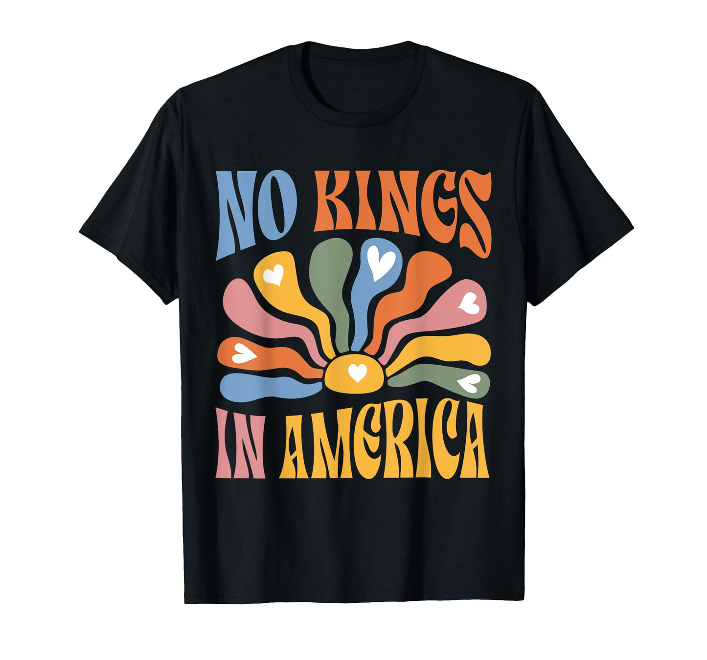 Vintage No Kings In America Boho Floral Quote Women T-Shirt