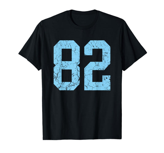 Distressed Baby Blue Number 82 Jersey Player Uniform #82 T-Shirt