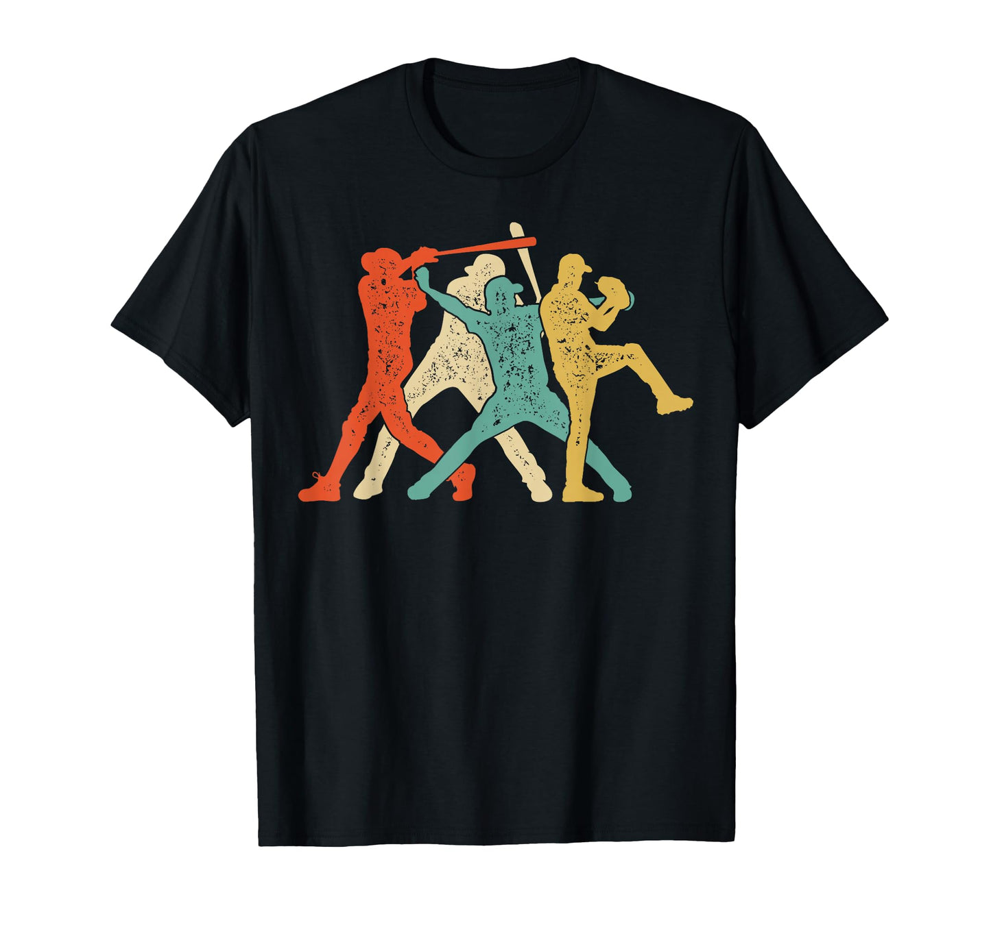 Baseball Retro Vintage Catcher Pitcher Batter Boys Men Sport T-Shirt