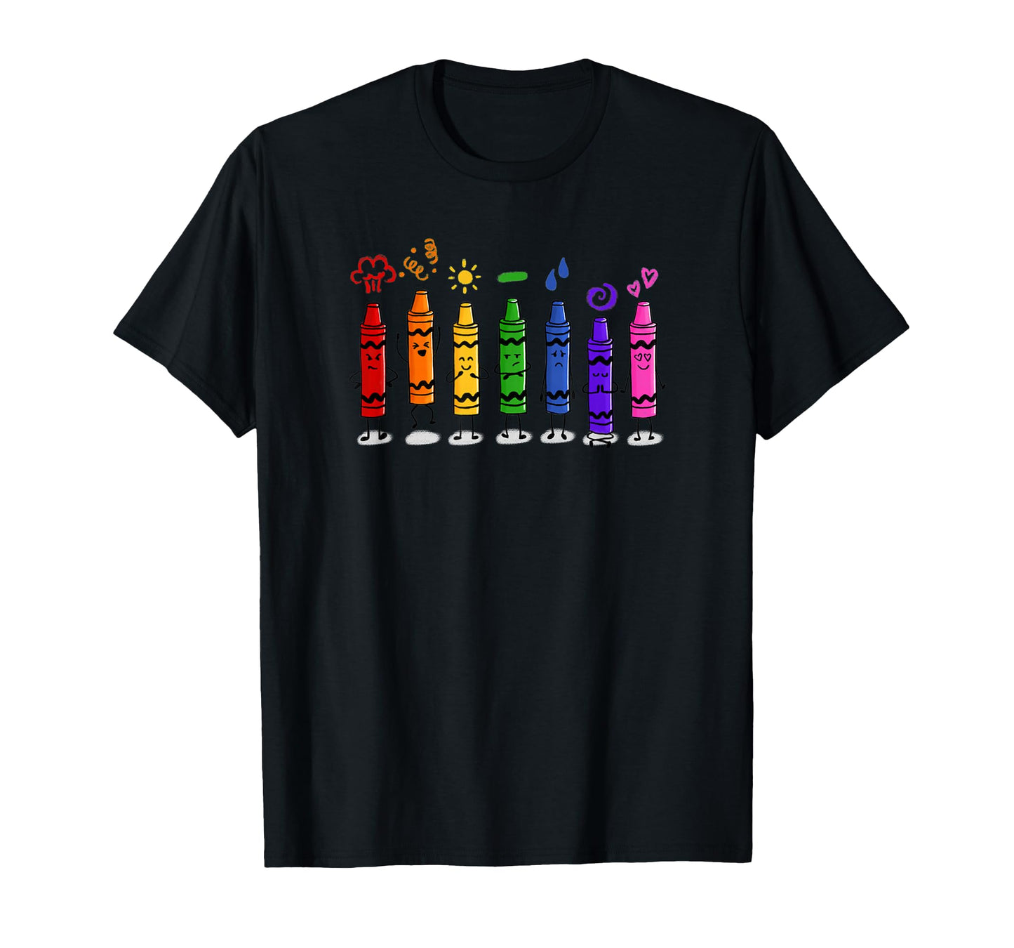 Colorful Color Crayon Attitudes Emotions of the Rainbow T-Shirt