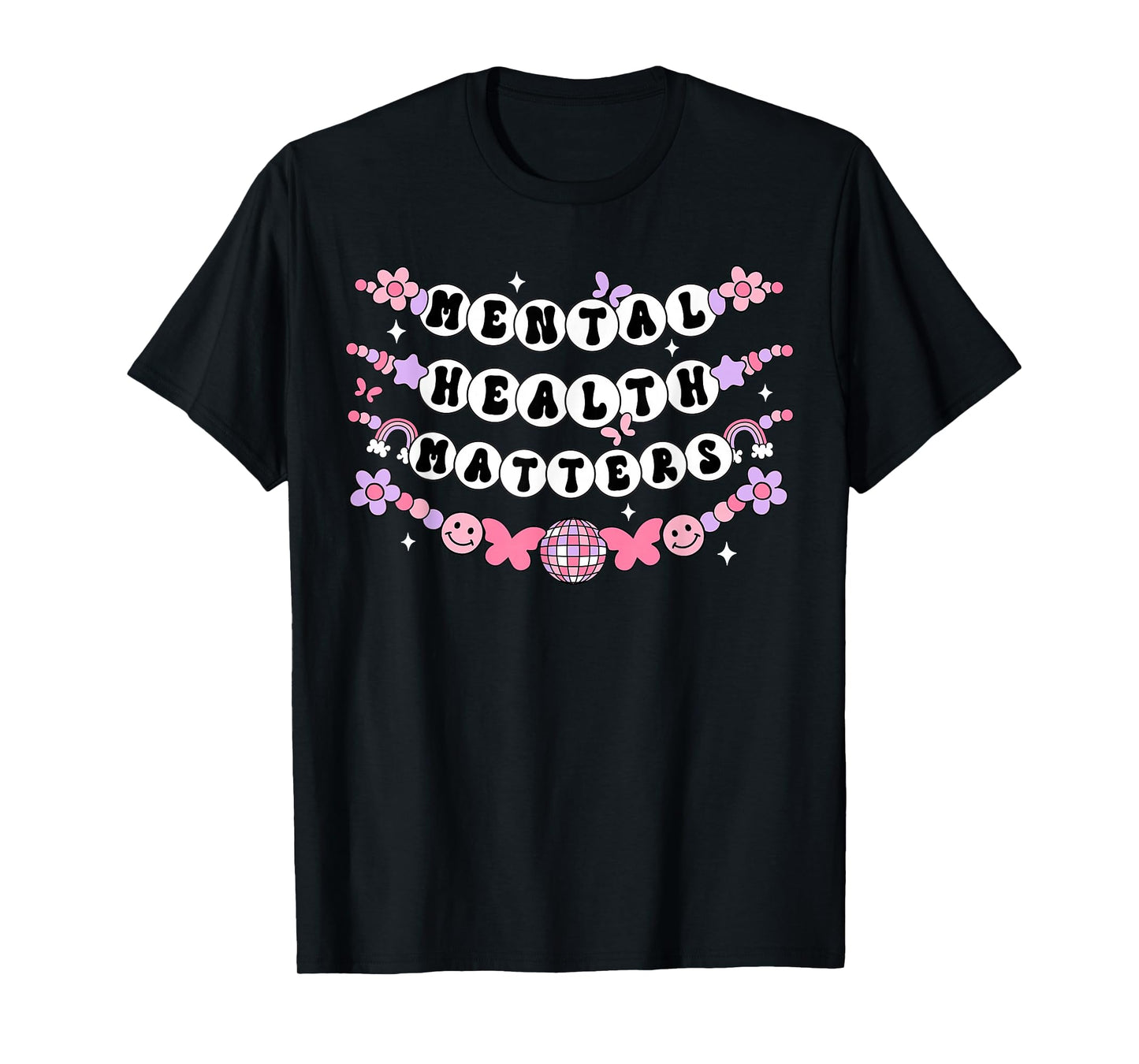 Mental Health Matters Groovy Friendship Bracelet Self Love T-Shirt
