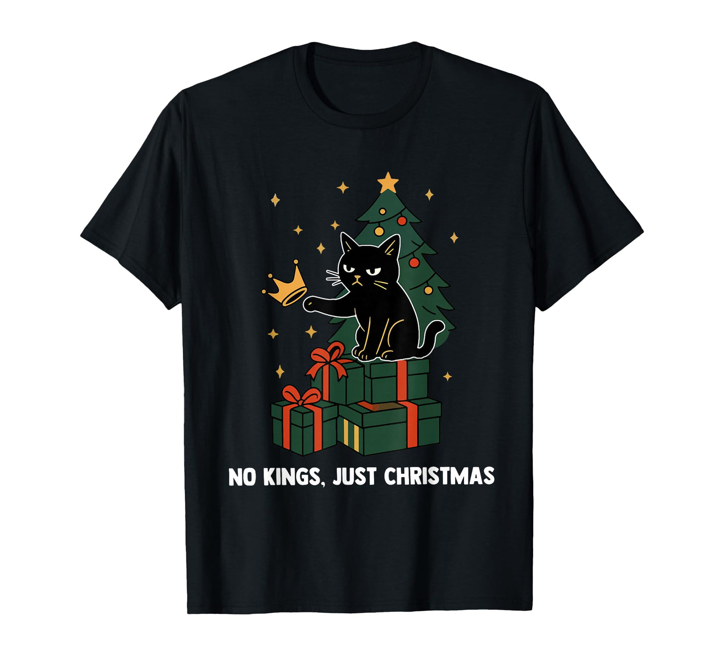 We The People No Kings Just Christmas Funny Cat T-Shirt