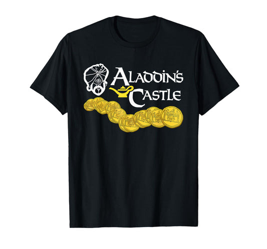 Aladdin's Castle Funny Quote T-Shirt - Unisex Adults - Black - Small - Short Sleeve - Classic Fit