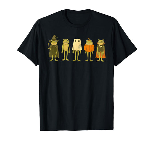 Cute Kawaii Frog Halloween Ghosts Funny Ghost Pumpkin Witch T-Shirt