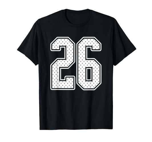 #26 White Vintage Number 26 Sports Fan Jersey Style T-Shirt