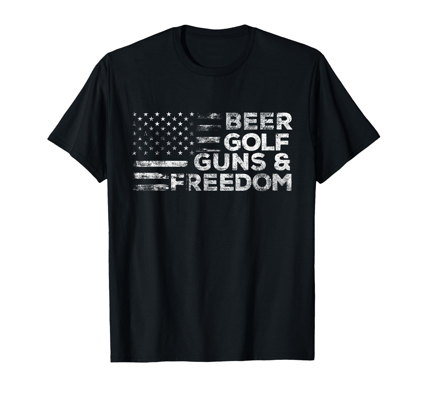 Beer Golf Guns & Freedom - USA American Flag Golfer Golfing T-Shirt for Women Men