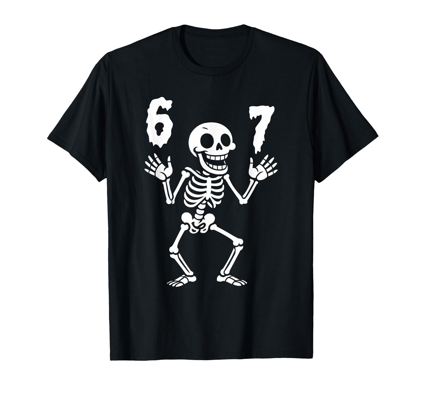 Funny Six Seven Skeleton Halloween 6 7 Meme T-Shirt
