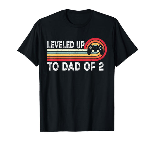 Leveled Up To Dad of 2 Daddy Again Pregnancy Announcement T-Shirt