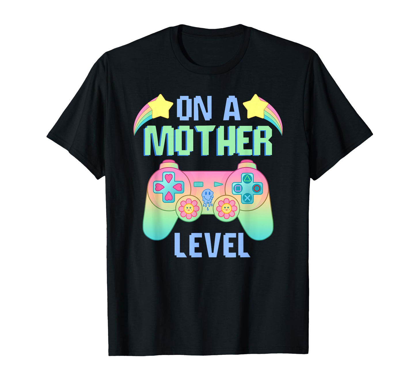 Funny Mothers Day On A Mother Level Gamer Mom Retro Gaming T-Shirt