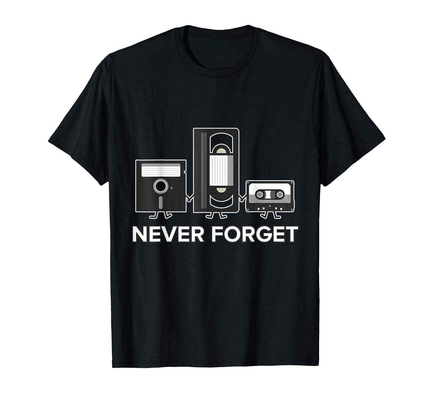 Never Forget T Shirt Funny Floppy Disk VHS Tape 90s 80s Tee T-Shirt