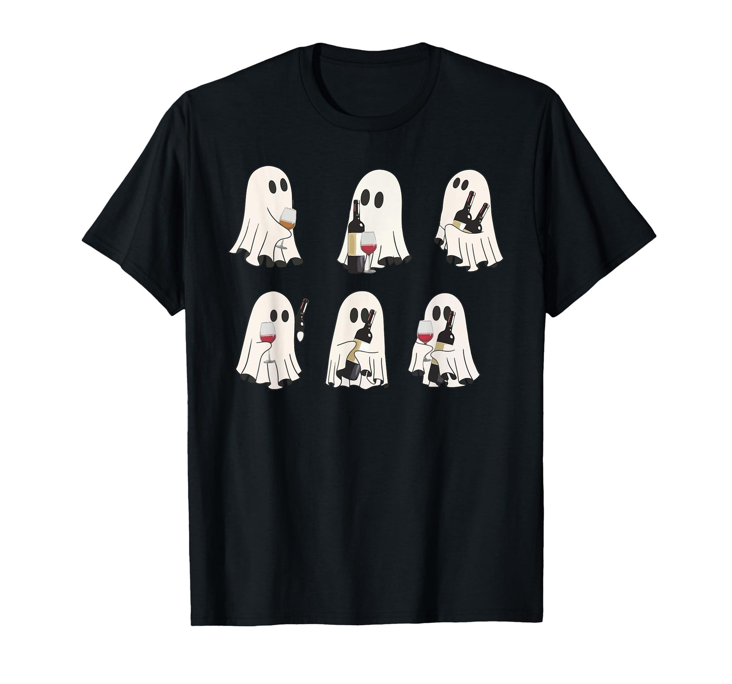 Halloween Ghost Wine Ghost Cute Lace Ghost Halloween Spooky T-Shirt