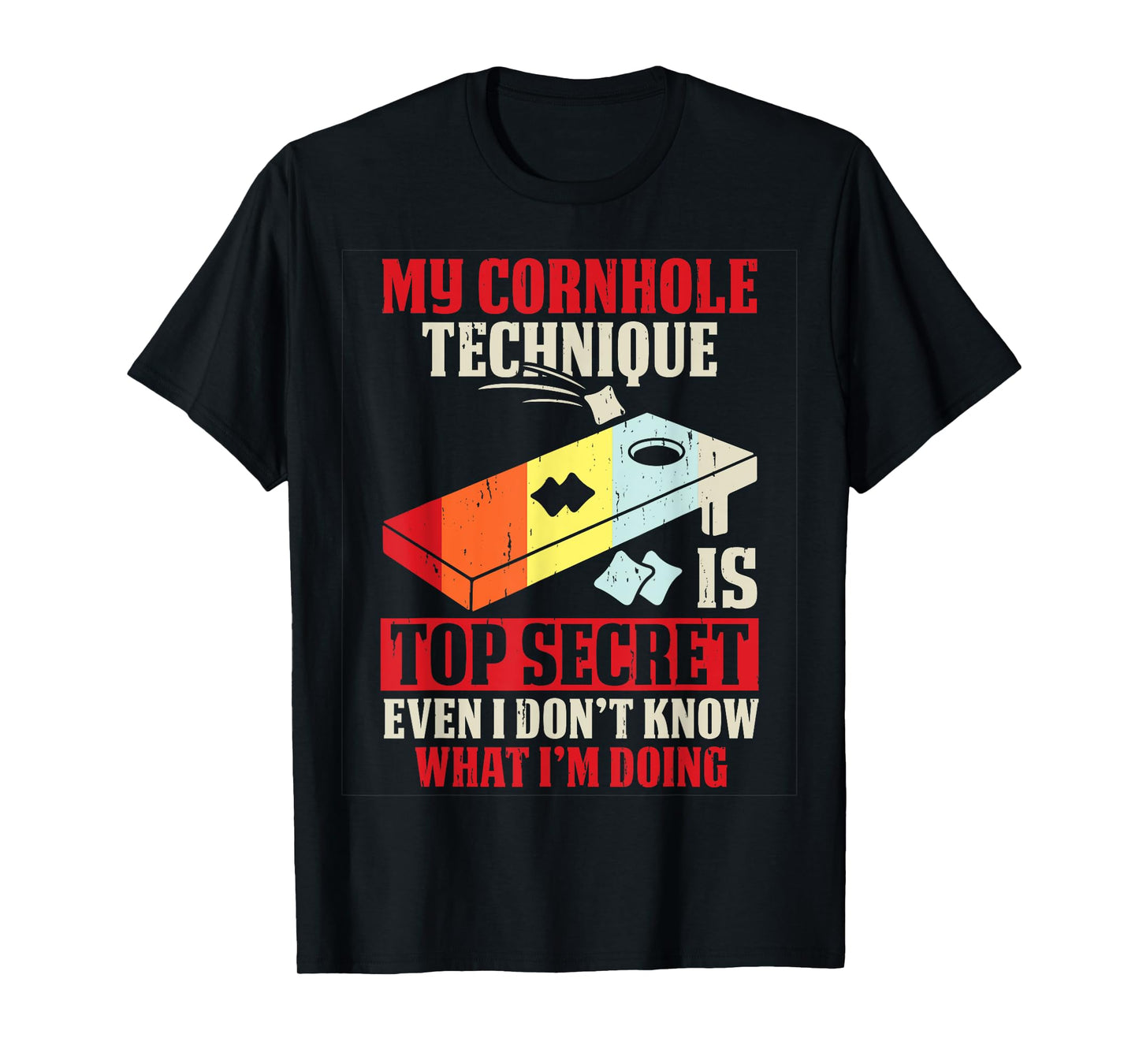 Funny Cornhole T-Shirt, Small, Black