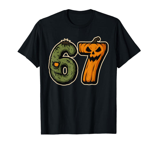 67 Zombie Pumpkin Six Seven Halloween Meme T-Shirt