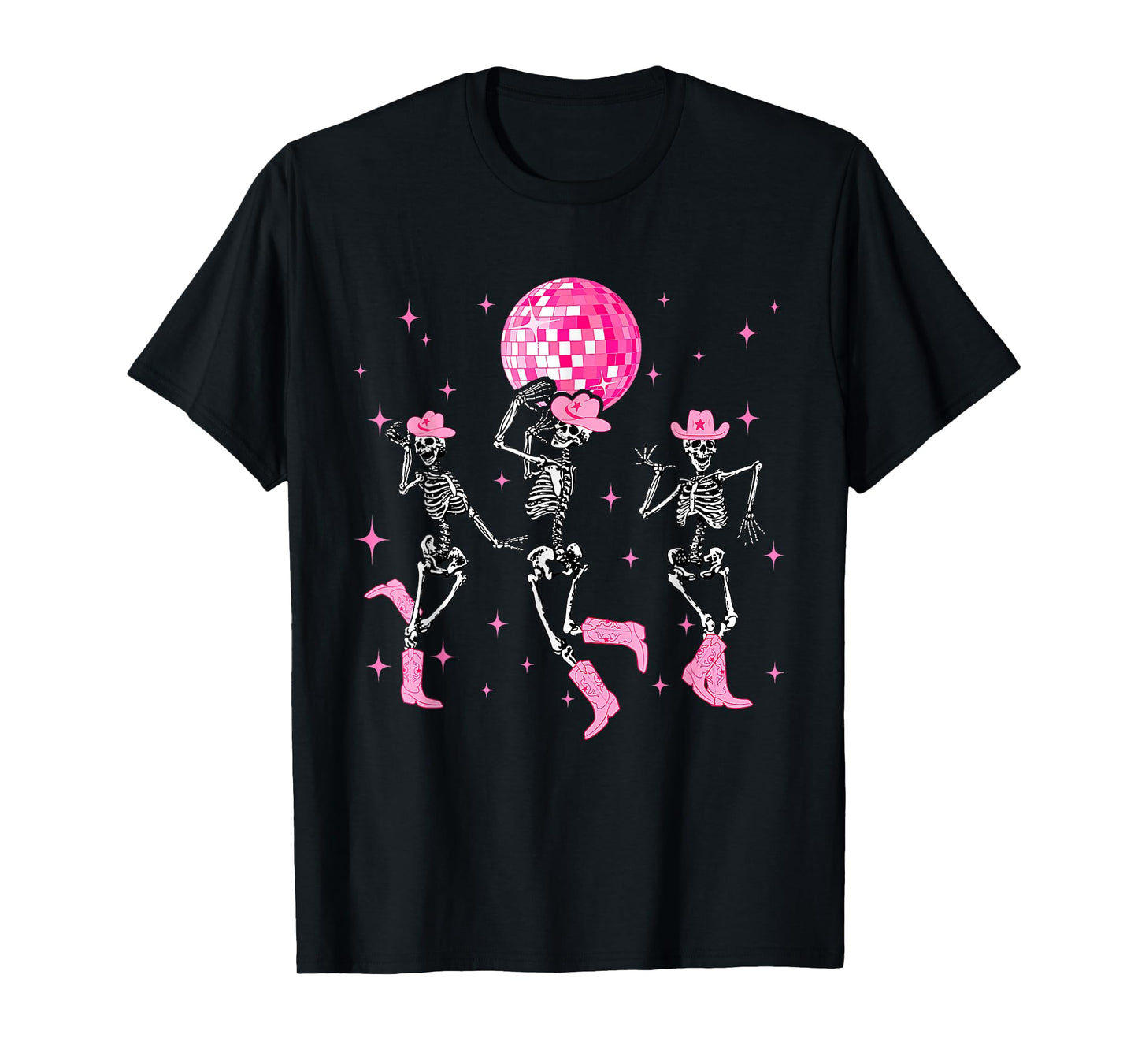 Dancing Skeleton Disco Cowgirl Cowboy Skeleton T-Shirt