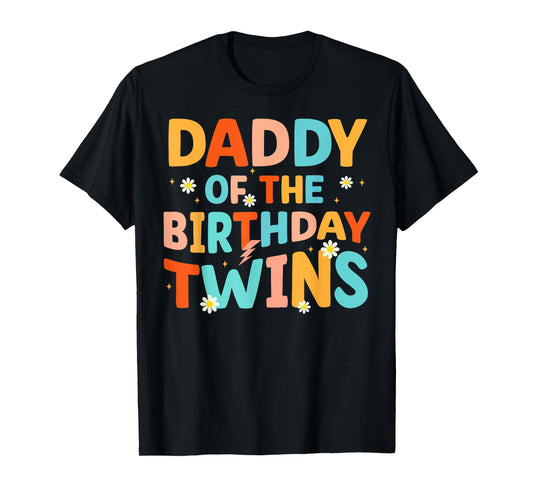 Daddy Of The Birthday Twins Kids Party Retro Bday T-Shirt