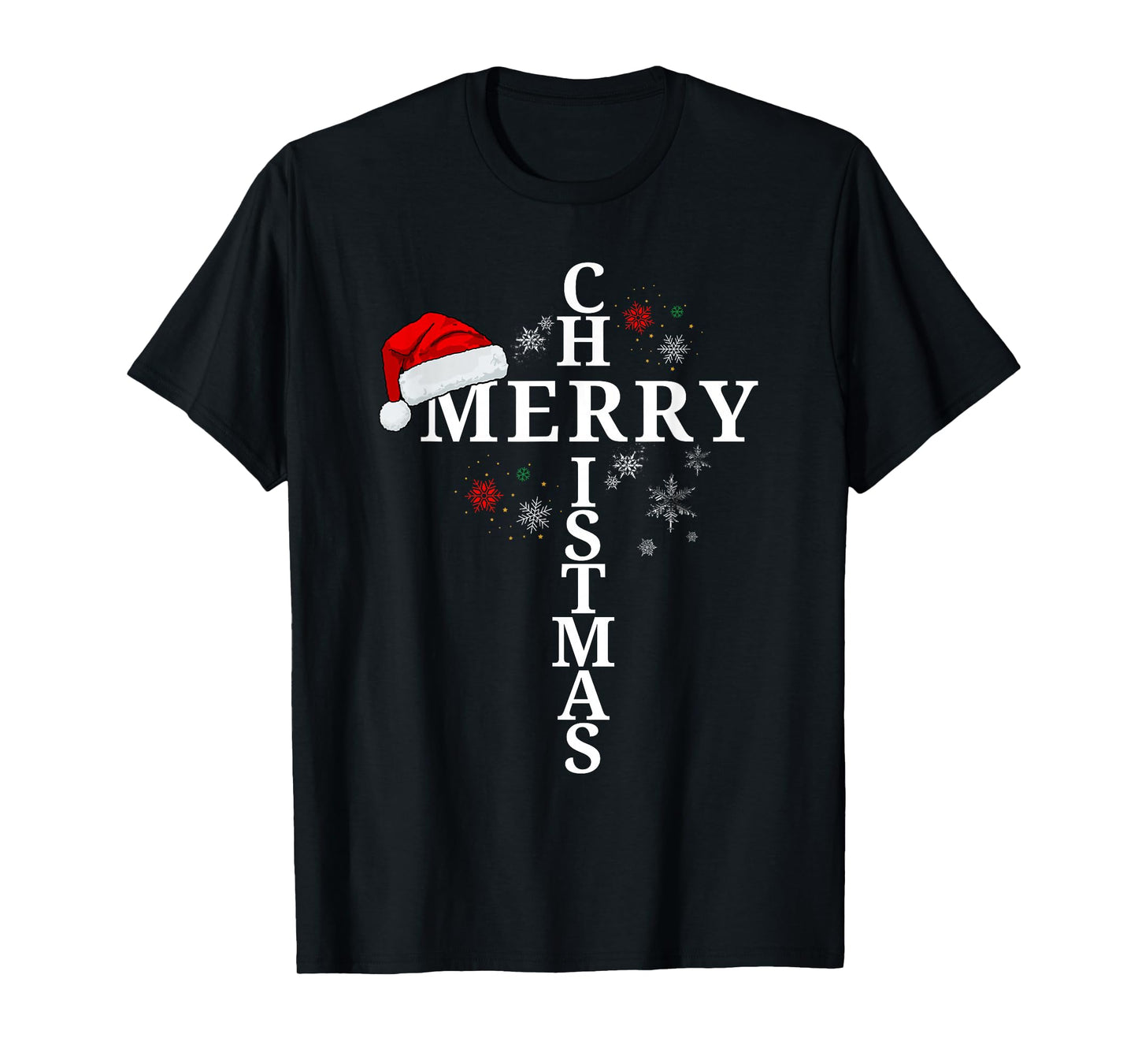 Funny Merry Christmas Xmas Cross Christian Snow T-Shirt