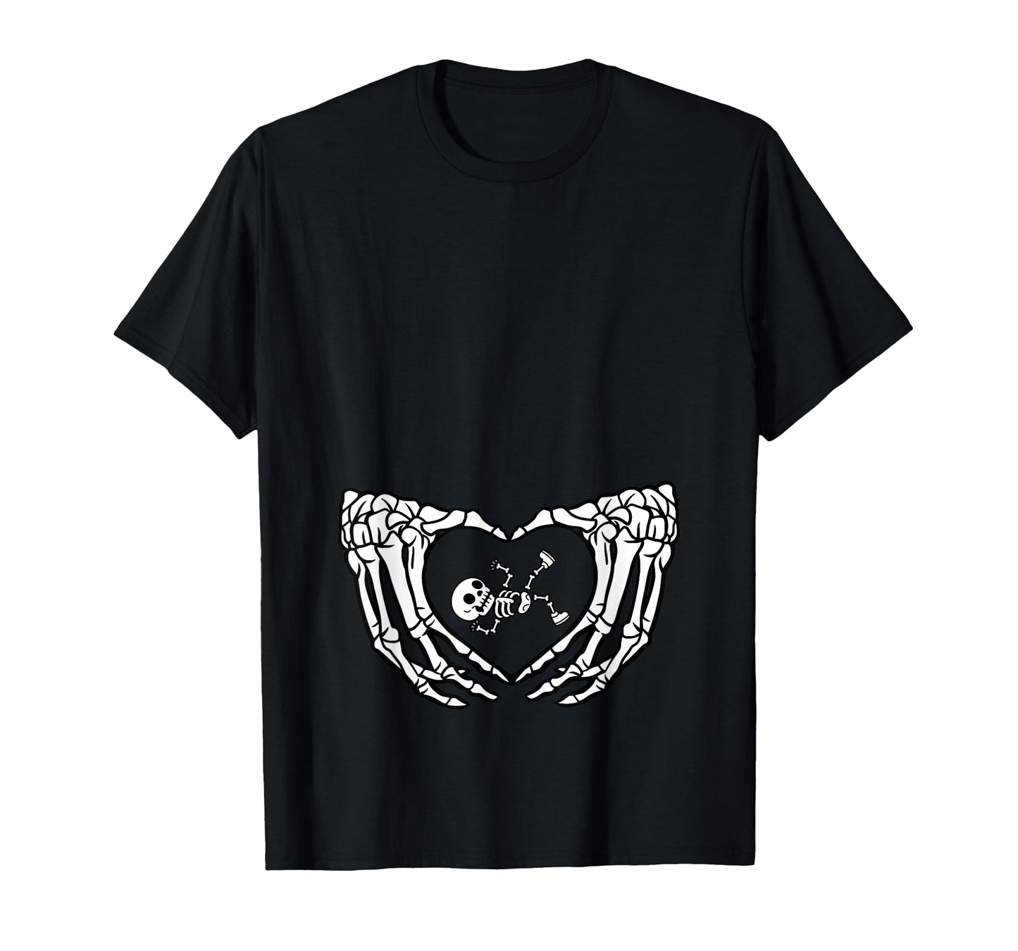 Happy Halloween Pregnant Baby Skeleton Spooky Season New Mom T-Shirt