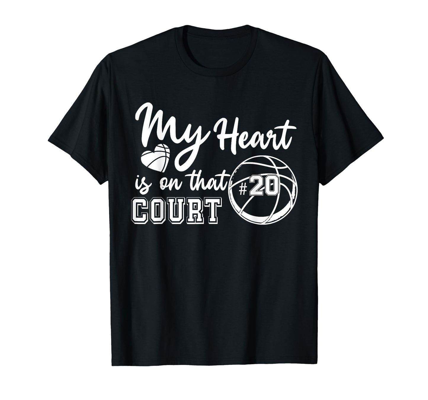My Heart is On That Court Number 20 Basketball Game Day T-Shirt