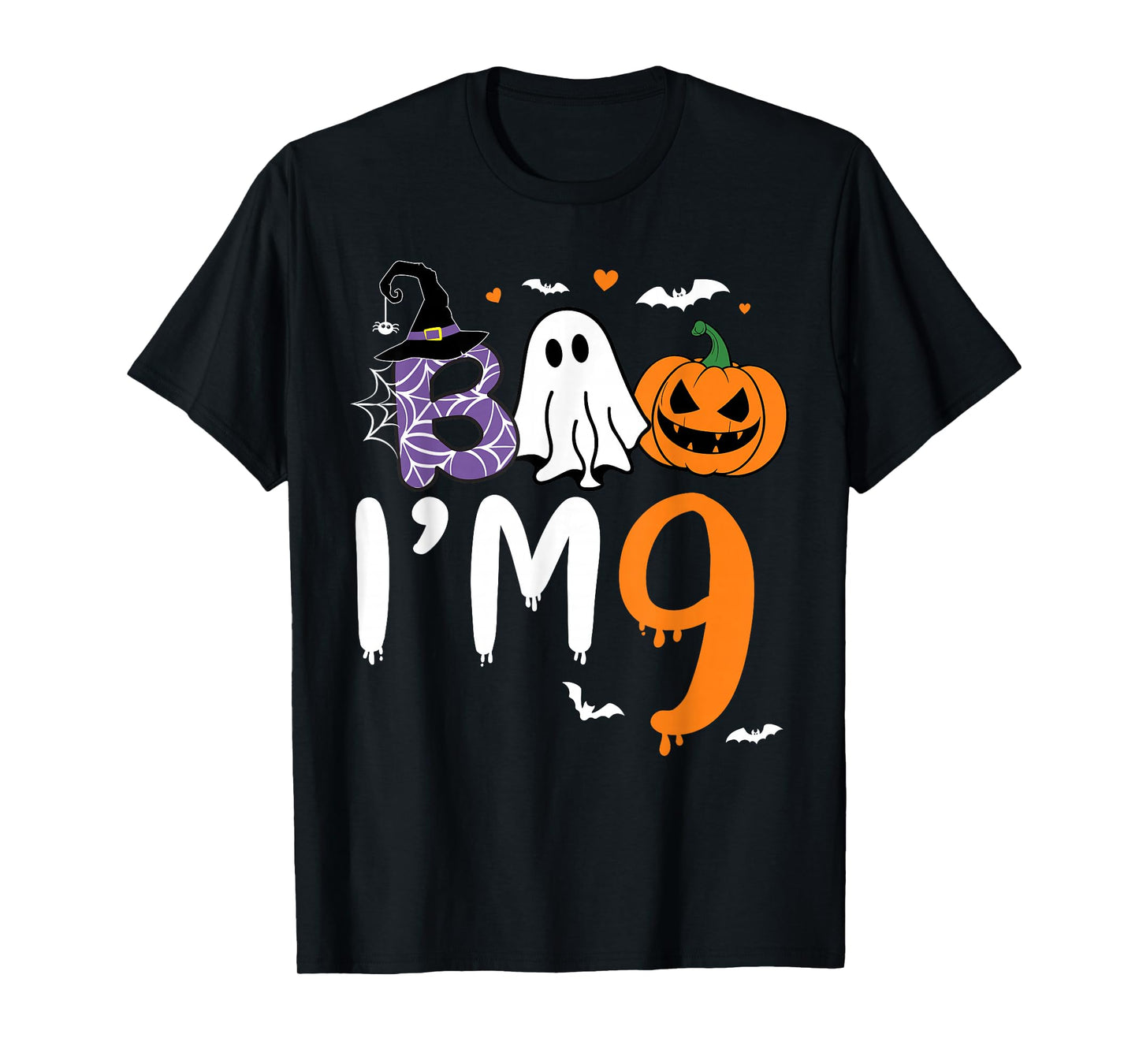 Boo I'm 9 Year Old Ghost 9th Birthday Boy Halloween Costume T-Shirt