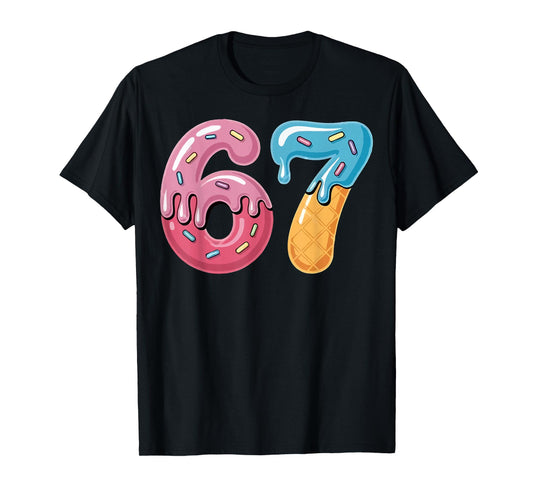 67 Ice Cream Drip Meme Funny Six Seven Gen Alpha Slang T-Shirt
