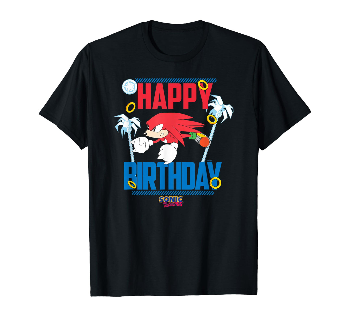 Sonic The Hedgehog Happy Birthday Knuckles Big Chest Poster T-Shirt