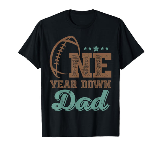 Dad Of The Birthday Boy 1st Year Down Birthday Football T-Shirt