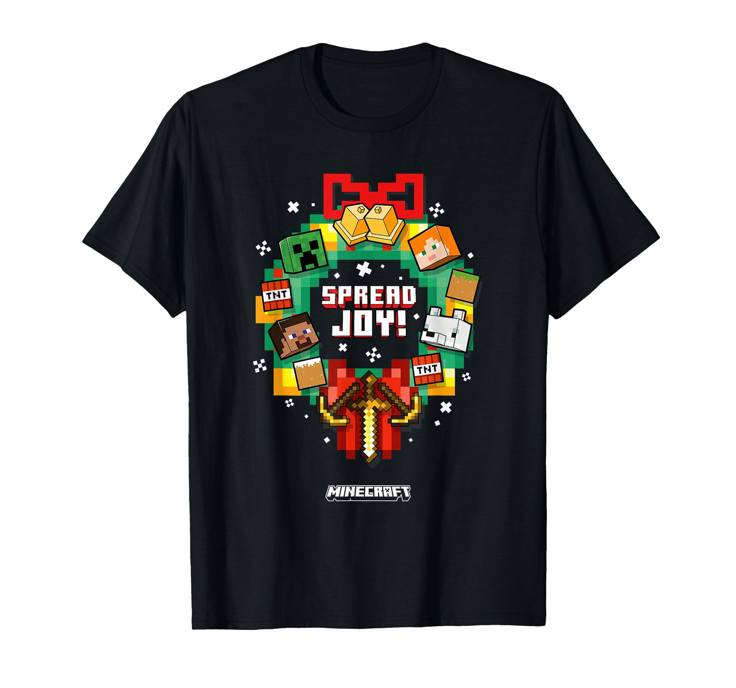 Minecraft Christmas Spread Joy! Xmas Crown Group Shot T-Shirt